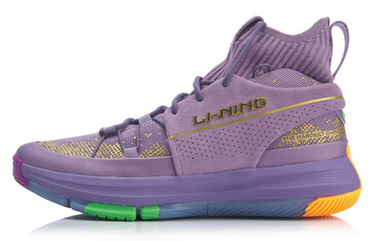 LiNing 937 Cushioning Anti-Slip And Wear-Resistant High-Top Basketball Shoes Purple