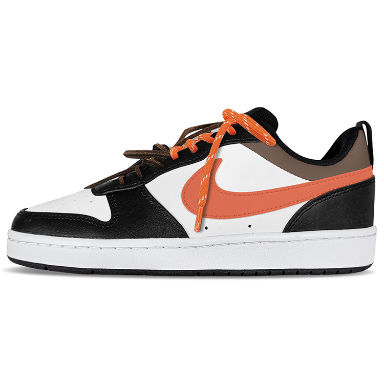 Nike Court Borough Low 2 Anti-Slip Wear-Resistant Low-Top Skateboard Shoes GS Brown Orange