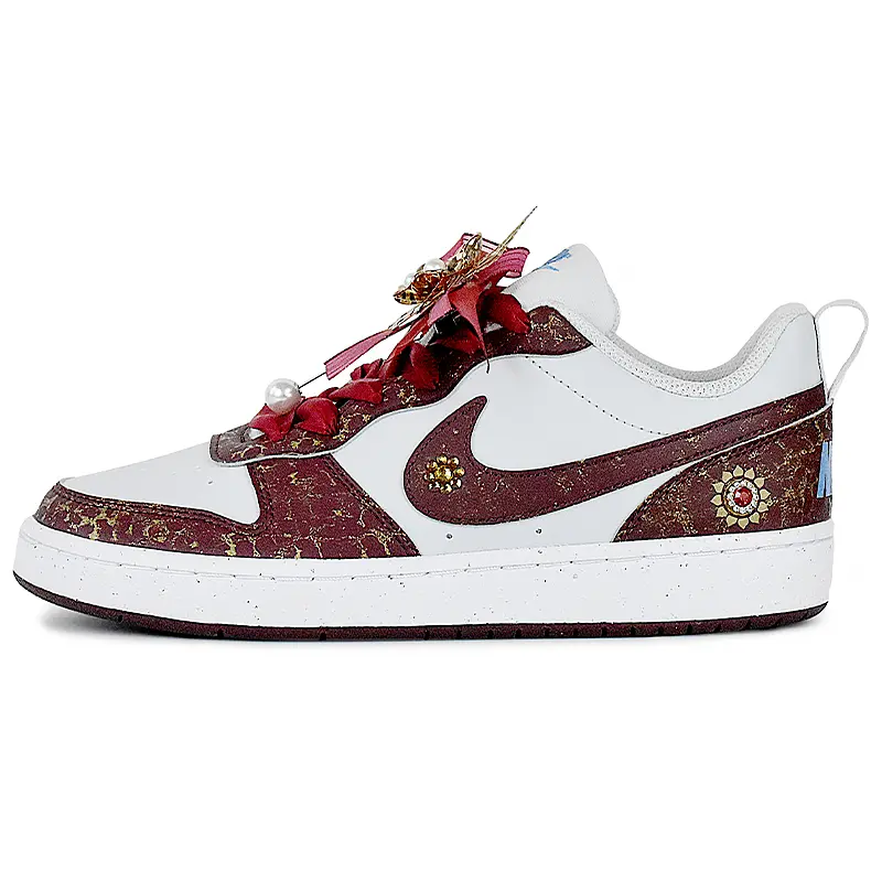 Nike Court Borough Lightweight Low top Skateboard Shoes Women's White Red