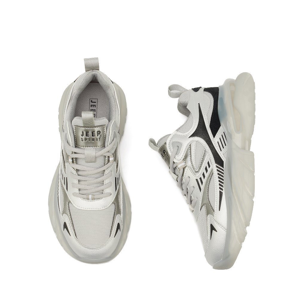 JEEP SPIRIT Anti Slip Wear Resistant Low Top Casual Shoes Men's Moon Sand Silver