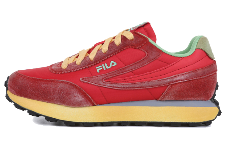 FILA Pontino Washing Pontino Washing Cushioned Slip Resistant Breathable Low Top Casual Shoes Unisex Red Korean Style