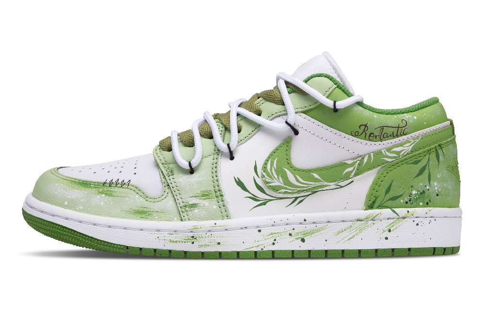Jordan Air Jordan 1 Chanting Spring Abrasion Resistant Slip Resistant Low Top Skateboard Shoes Unisex White Green