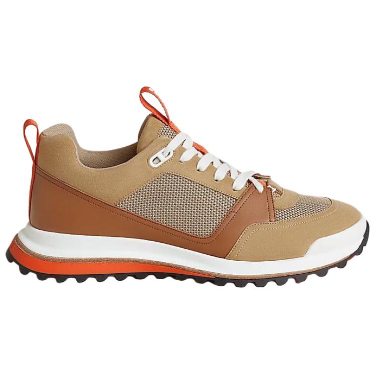 HERMES Leader Low top Casual Shoes Men's Tan