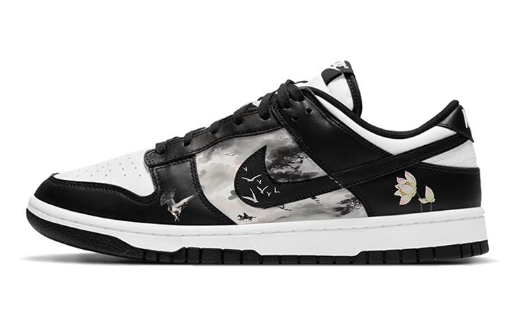 Nike Dunk Anti-Slip Wear-Resistant Low-Top Skateboard Shoes Men's Black White