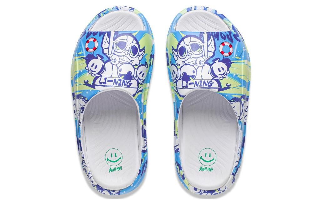 LOL x LiNing Rubber Sole Slide Slippers Unisex Blue Green купить в интернет-магазине Yoocart с быстрой доставкой по России.