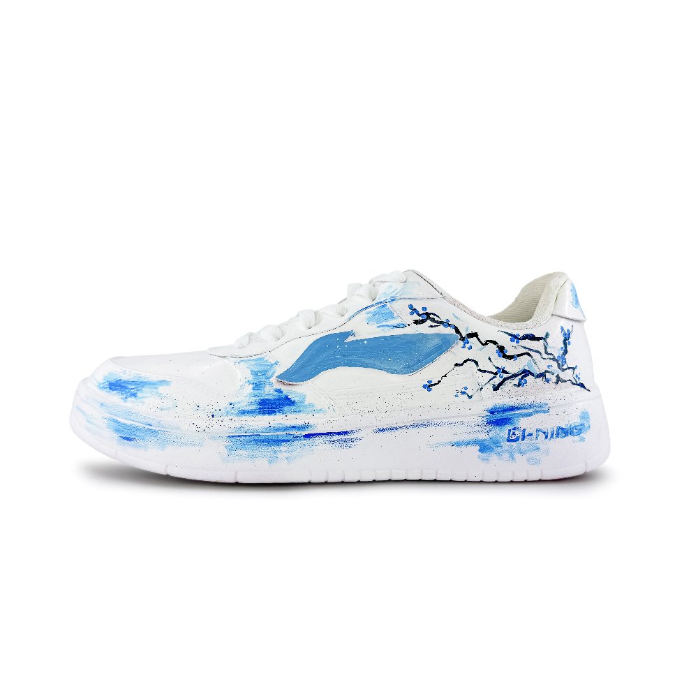 LiNing Pontoon Boats Slip Resistant, Abrasion Resistant, Breathable Low top Skateboard Shoes Men's Blue