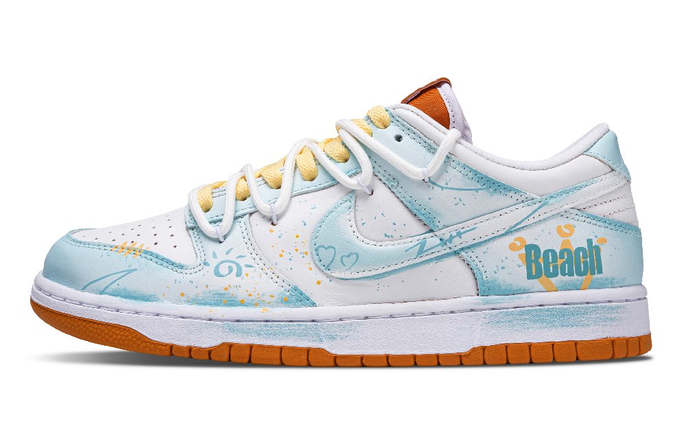Nike Dunk Sunlit Blue Sea Abrasion Resistant Low Top Skateboard Shoes Unisex White Blue Orange