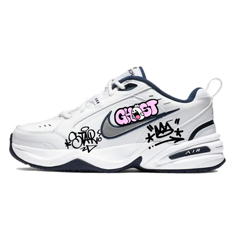 Nike Air Monarch 4 Anti-Slip And Wear-Resistant Height Increasing Low-Top Chunky Sneakers Unisex White