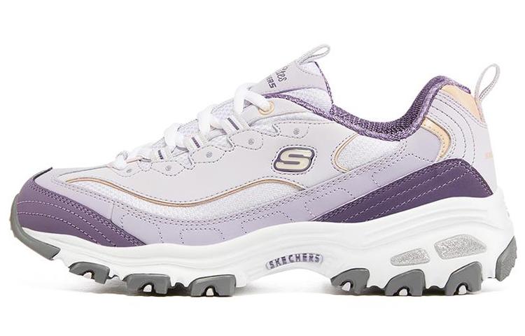 Skechers D'LITES 1.0 Milk Tea Bear Low Top Chunky Sneakers Women's White Purple