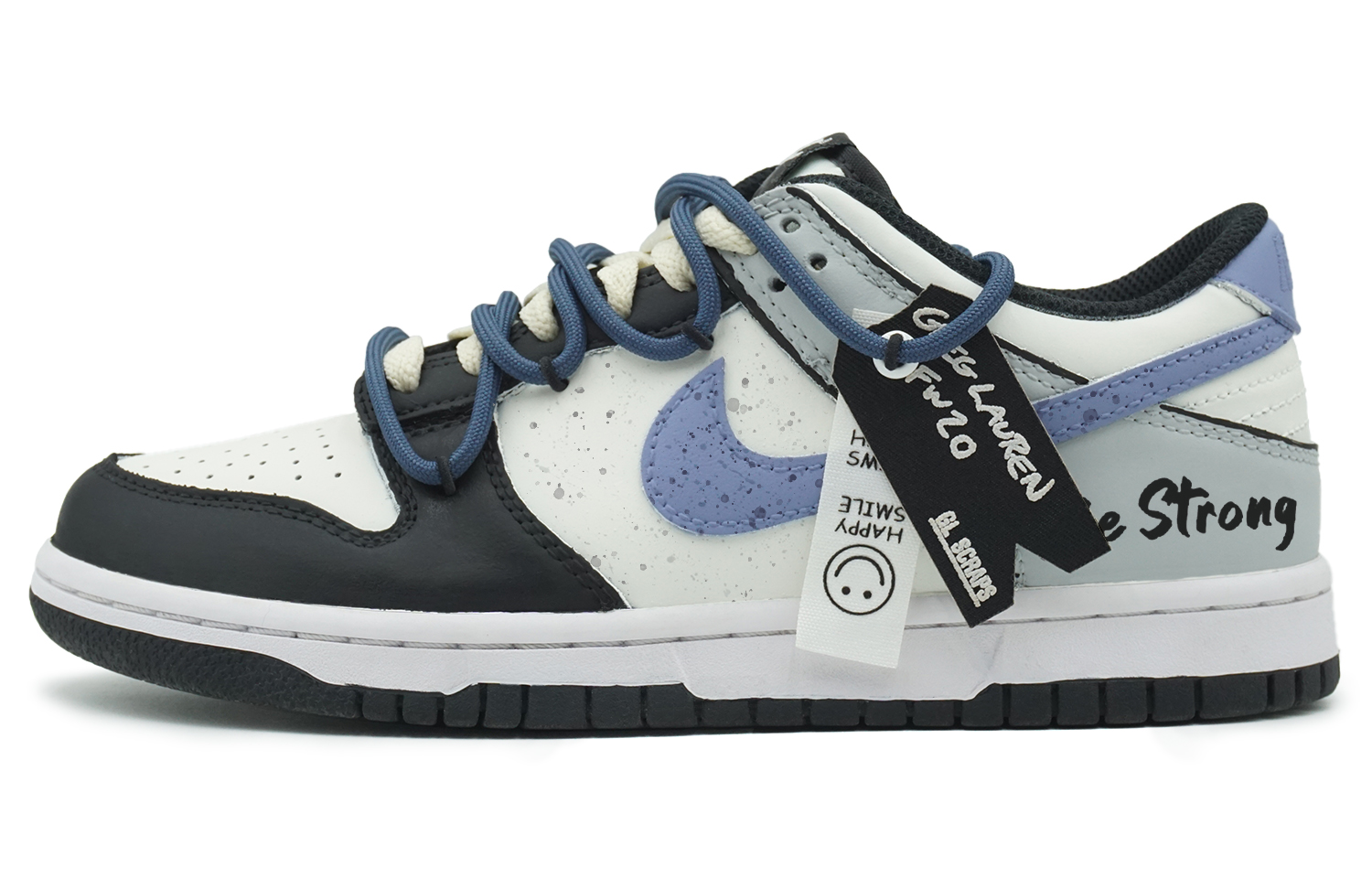 Nike Dunk Low-Top Skateboard Shoes Women's Black White Blue