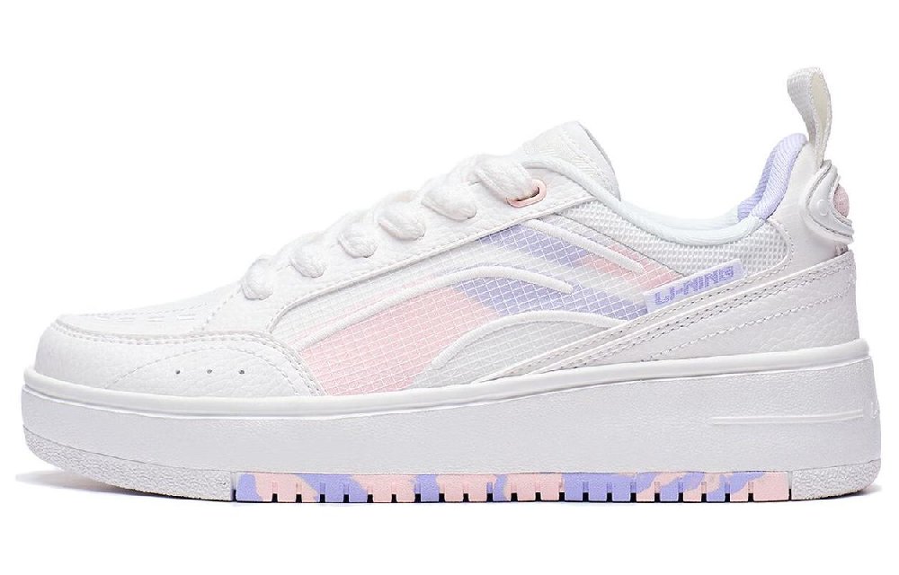 LiNing Floating Light Anti Slip Wear Resistant Low Top Skateboard Shoes Women's White Purple Pink