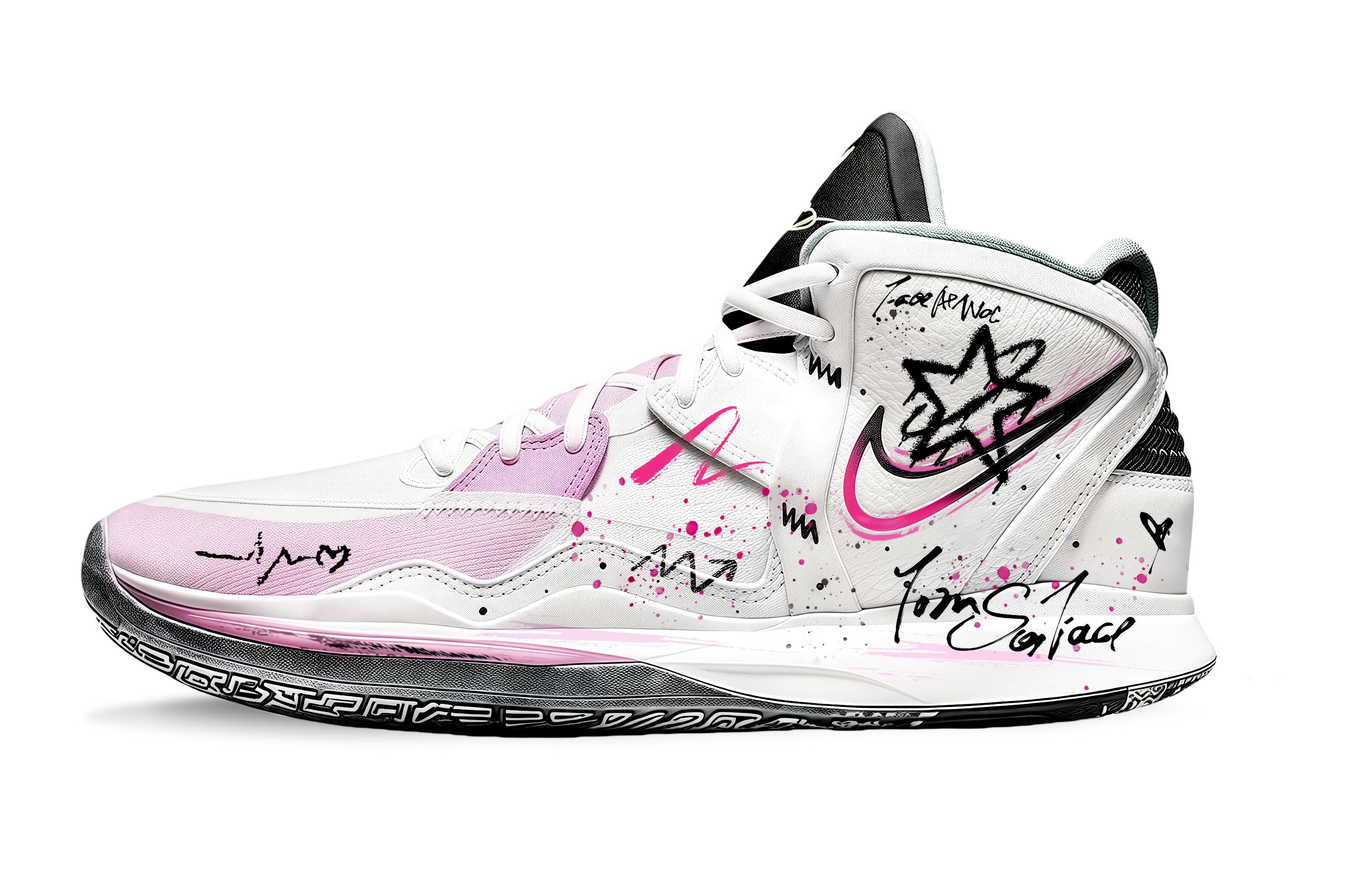 Nike Kyrie 8 Infinity Kyrie 8 Powder Elf, Game Ready EP Abrasion Resistant Mid top Basketball Shoes Unisex White Pink
