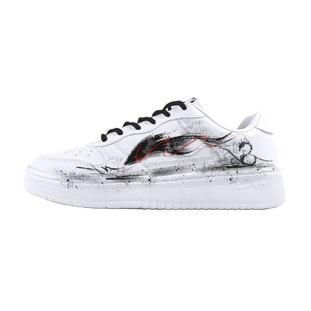 LiNing Pontoon Boats Slip Resistant, Abrasion Resistant, Breathable Low Top Skateboard Shoes Unisex White