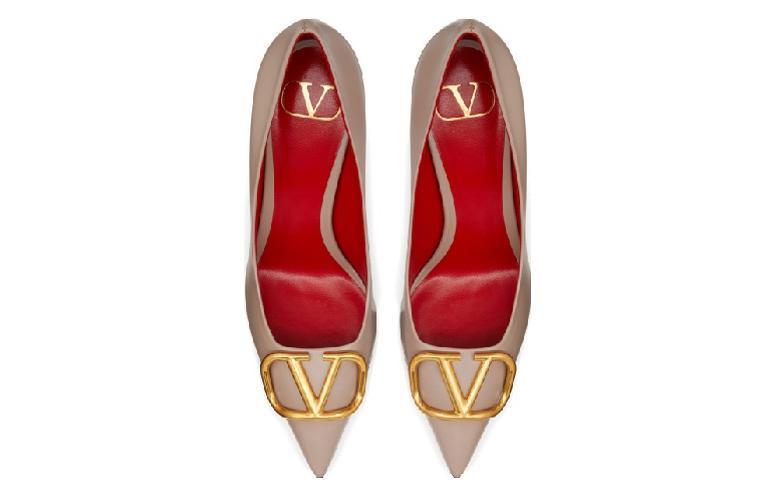 Valentino Vlogo Signature Slim Heel High Heels 8cm Women's Gray Pink купить в интернет-магазине Yoocart с быстрой доставкой по России.