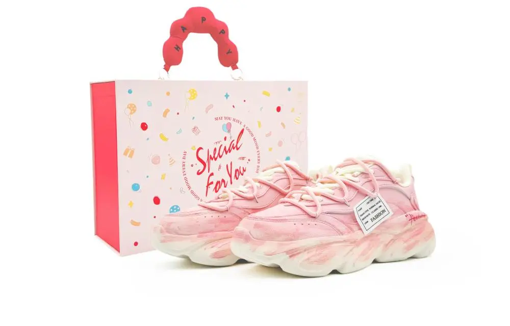Anta Cat Paw Shock Absorbers Slip Resistant Abrasion Resistant Low top Chunky Sneakers Women's Peach Pink