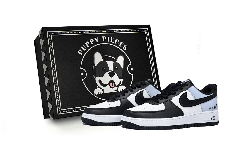 Nike Air Force 1 Puppy Fragment, Special Shoe Box Low Top Skateboard Shoes Men's White Blue