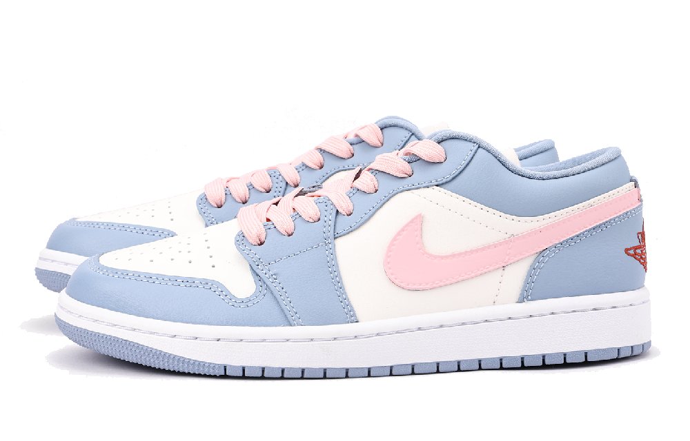 Jordan Air Jordan 1 Anti-Slip Wear-Resistant Low-Top Vintage Basketball Shoes Women's White Blue