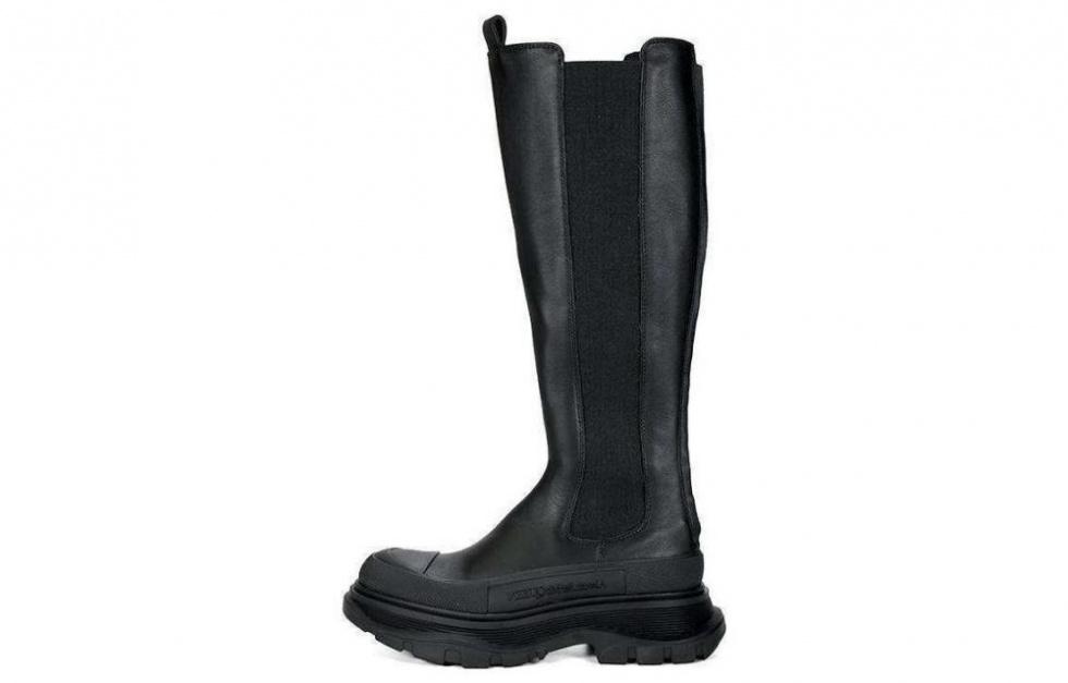 Alexander McQueen Tread Leather Over The Knee Boots 'Black' Women's