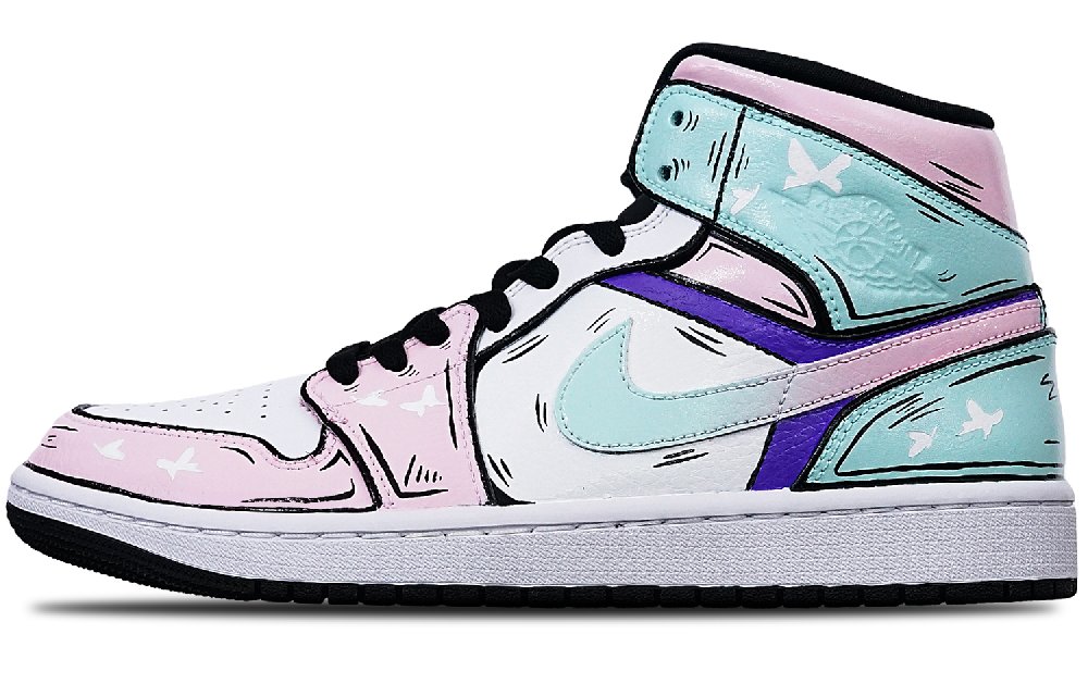 Jordan Air Jordan 1 Vintage Basketball Shoes Men High Top Green/Pink/Red
