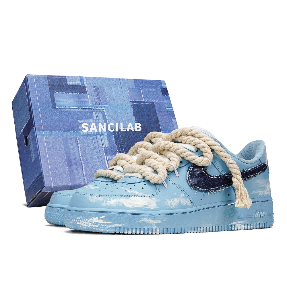 Nike Air Force 1 Low Top Skateboard Shoes Men's Blue