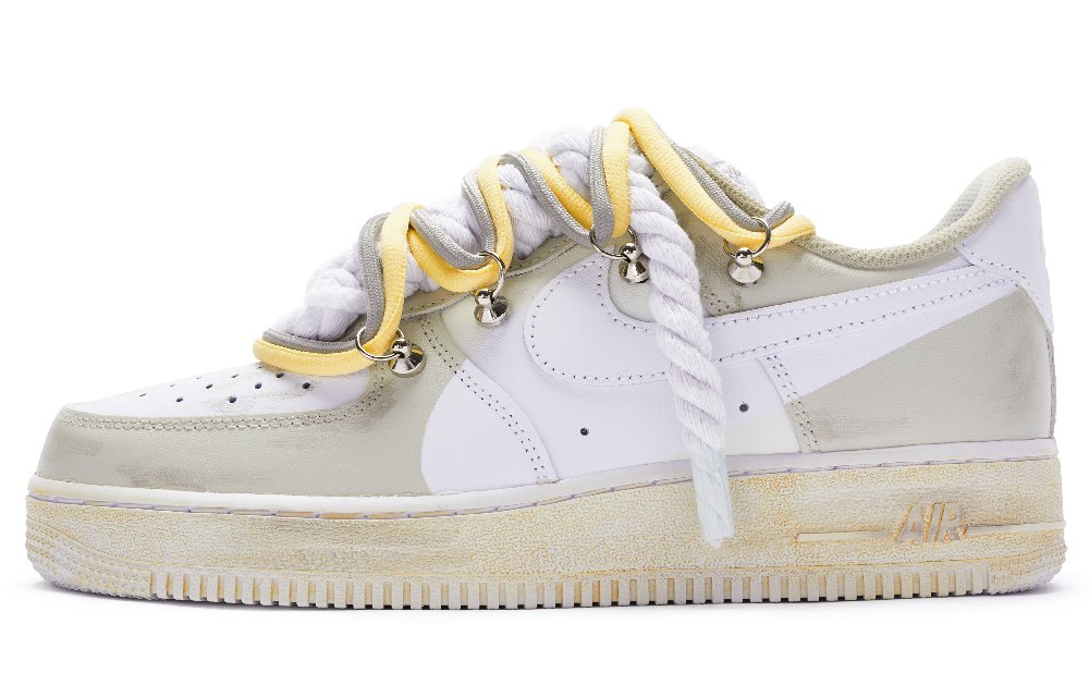 Nike Air Force 1 Anti Slip Wear Resistant Low Top Skateboard Shoes Men's Gray White Brown