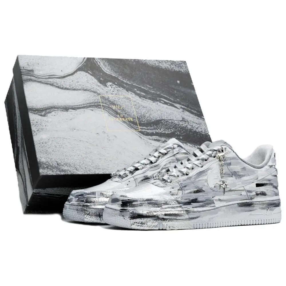 Nike Air Force 1 Low Top Skateboard Shoes Unisex Silver