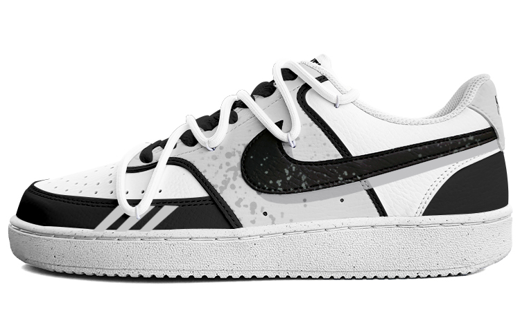 Nike Court Vision 1 Low Slip Resistant Cushioning Low Top Skateboard Shoes Men's Black White Gray