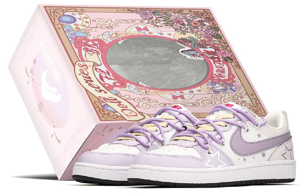 Nike Court Borough Low Top Skateboard Shoes GS Purple Rice