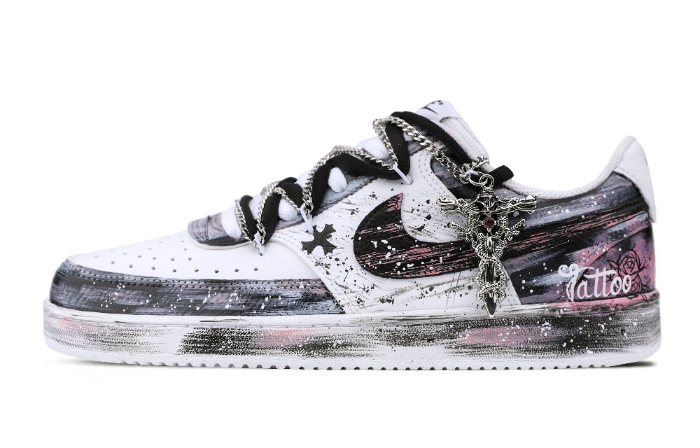 Nike Court Vision 1 Low Abrasion Resistant Low Top Skateboard Shoes Unisex White Black Pink