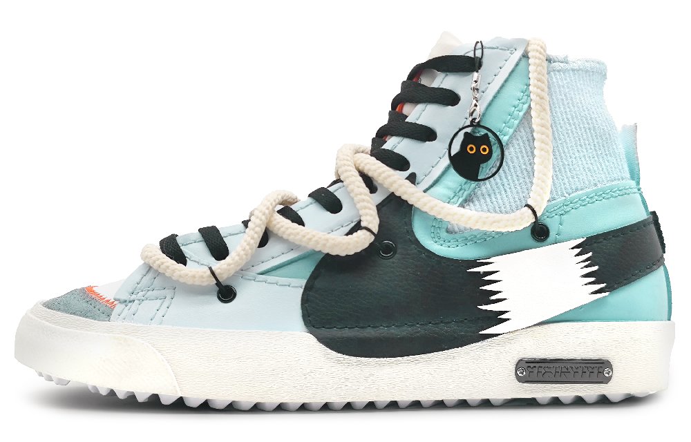 Nike Blazer 77 Jumbo Mid-Top Skateboard Shoes Unisex White Blue And Black