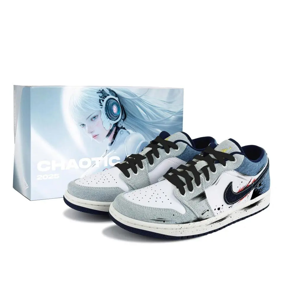 Jordan Air Jordan 1 Abrasion Resistant Low top Vintage Basketball Shoes Men's White Blue