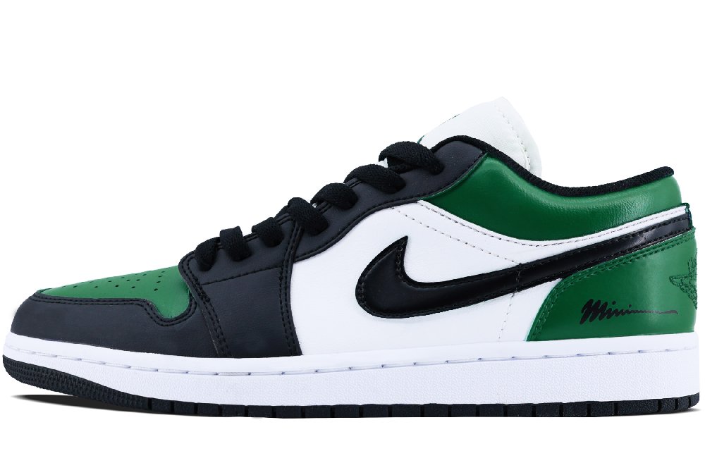 Jordan Air Jordan 1 Anti Slip Wear Resistant Low Top Vintage Basketball Shoes Men's Black Green