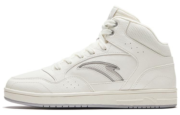 Anta Cushioned Wear-Resistant Slip-Resistant High-Top Skateboard Shoes Women's Ivory White