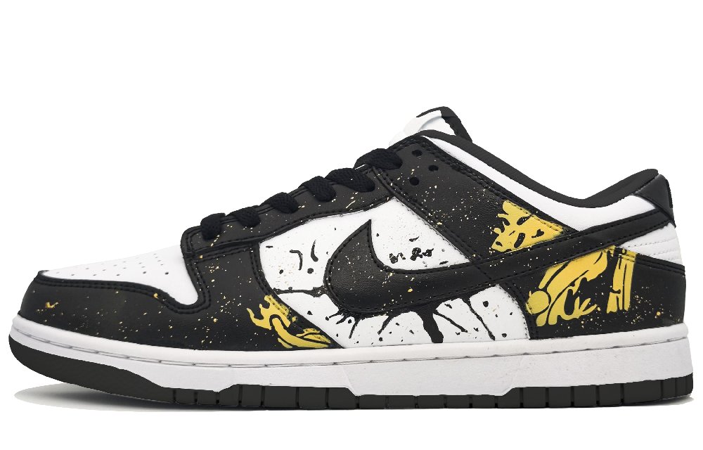 Nike Dunk Anti-Slip And Wear-Resistant Lightweight Low-Top Skateboard Shoes Unisex Black Gold