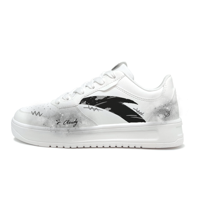 Anta Relaxed Wear resistant And Lightweight Low Top Skateboard Shoes Unisex Black White