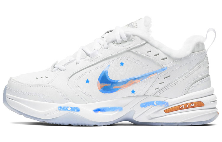 Nike Air Monarch 4 Cushioned Slip-Resistant Low-Top Chunky Sneakers Unisex Blue White