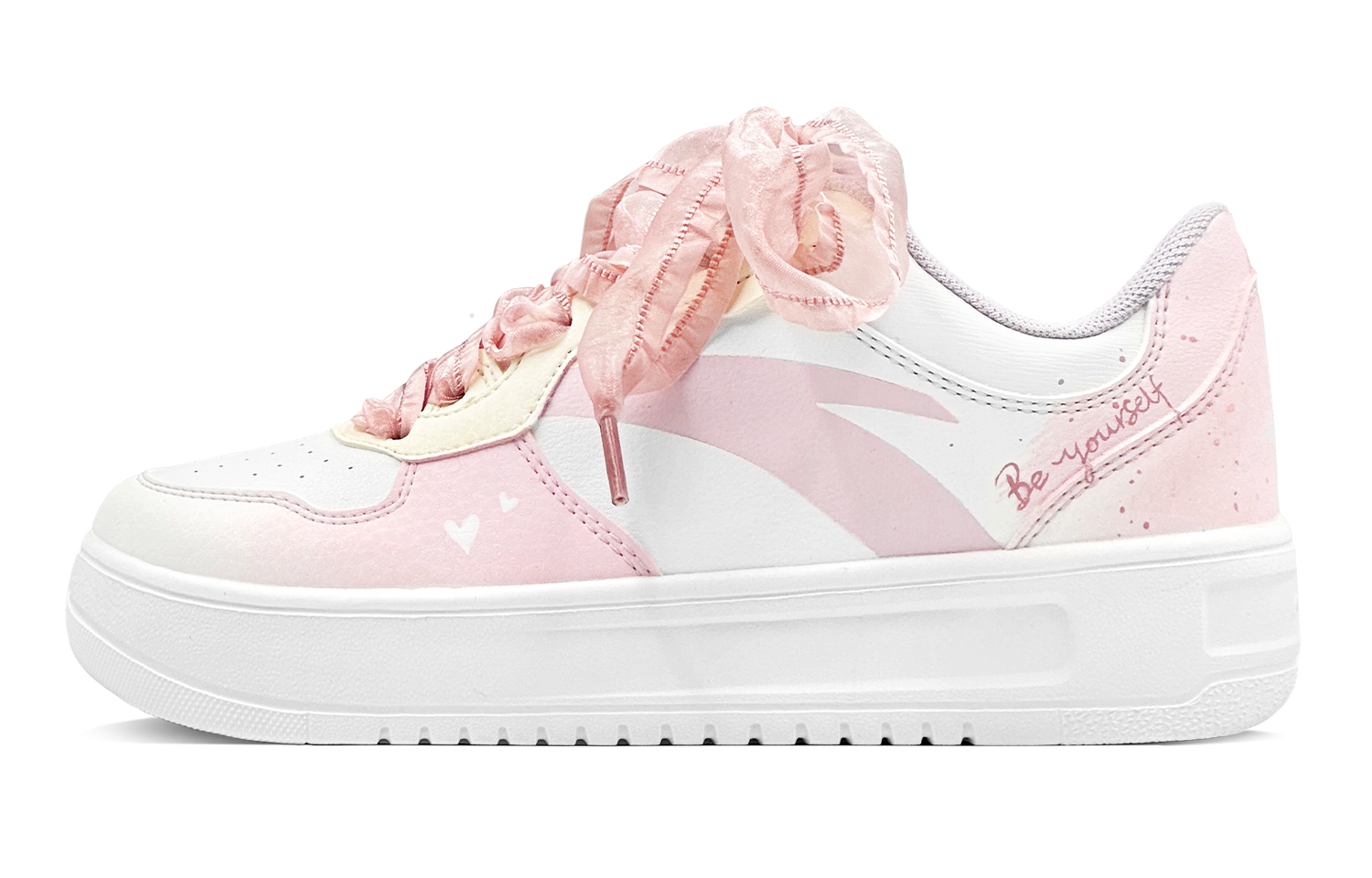 Anta Relaxed Slip Resistant And Abrasion Resistant Coverage Low Top Skateboard Shoes Women's White Pink Yellow