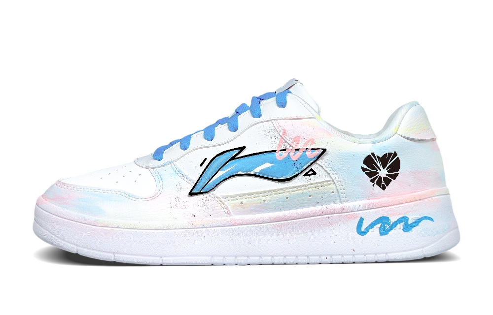 LiNing Pontoon Boats Slip Resistant, Abrasion Resistant, Breathable Low top Skateboard Shoes Men's White Blue Pink