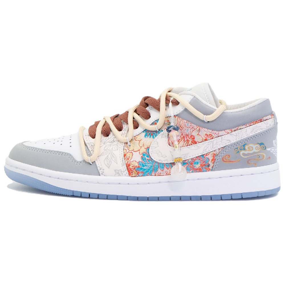 Jordan Air Jordan 1 Low Top Vintage Basketball Shoes Unisex Light Gray