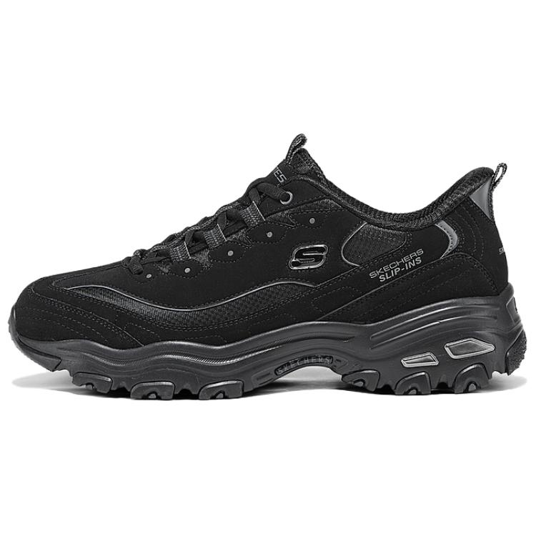 Skechers DLITES Breathable Support Low Top Chunky Sneakers Men's All Black