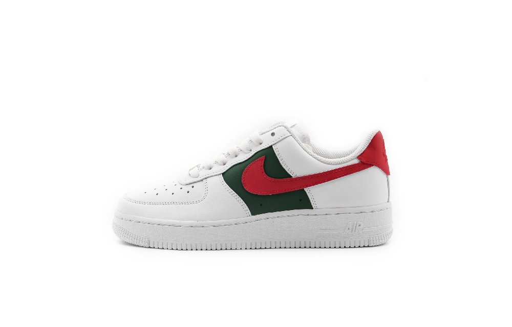 Nike Air Force 1 Low Top Skateboard Shoes Unisex White Red Green