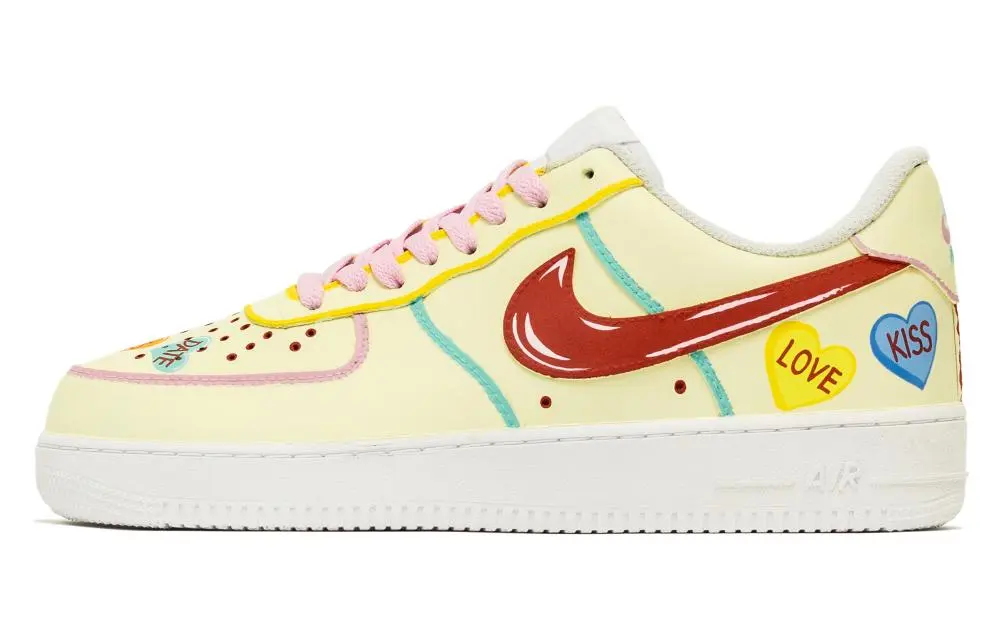 Nike Air Force 1 Fantasy, Confession Sweetheart Abrasion Resistant Low top Skateboard Shoes Men's Yellow