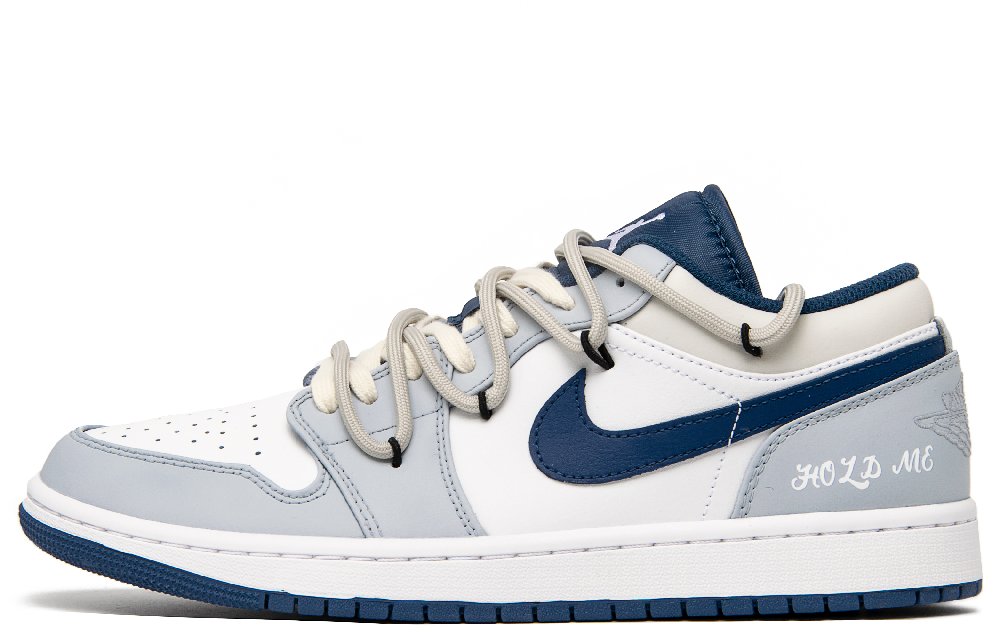 Jordan Air Jordan 1 Infatuated Anti-Slip Wear-Resistant Low-Top Vintage Basketball Shoes Men's Beige Blue