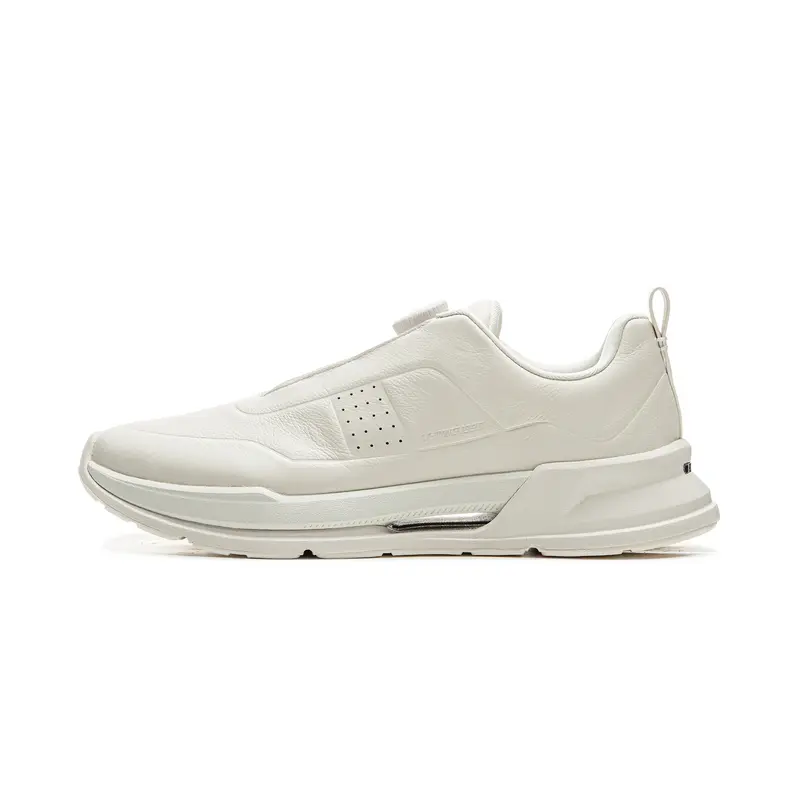 LI NING 1990 Commuter Series Abrasion Resistant Shock Absorbers Low top Casual Running Shoes Men's Ecru