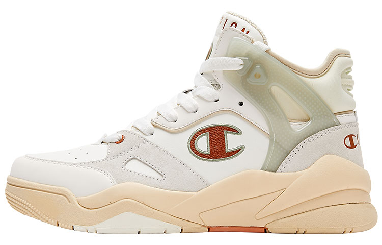 Champion Champ Hoop Mid Top Vintage Basketball Shoes Women's Cream White Agate Orange