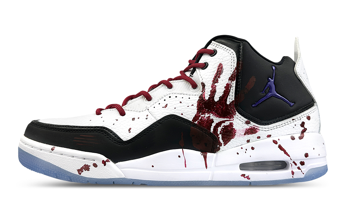 Jordan Courtside 23 Cushioned Slip-Resistant Mid-Top Vintage Basketball Shoes Men's Black White Red