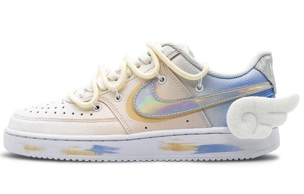 Nike Court Vision 1 Low Laser Anti-Slip Wear-Resistant Low-Top Skateboard Shoes Women's Yellow Purple