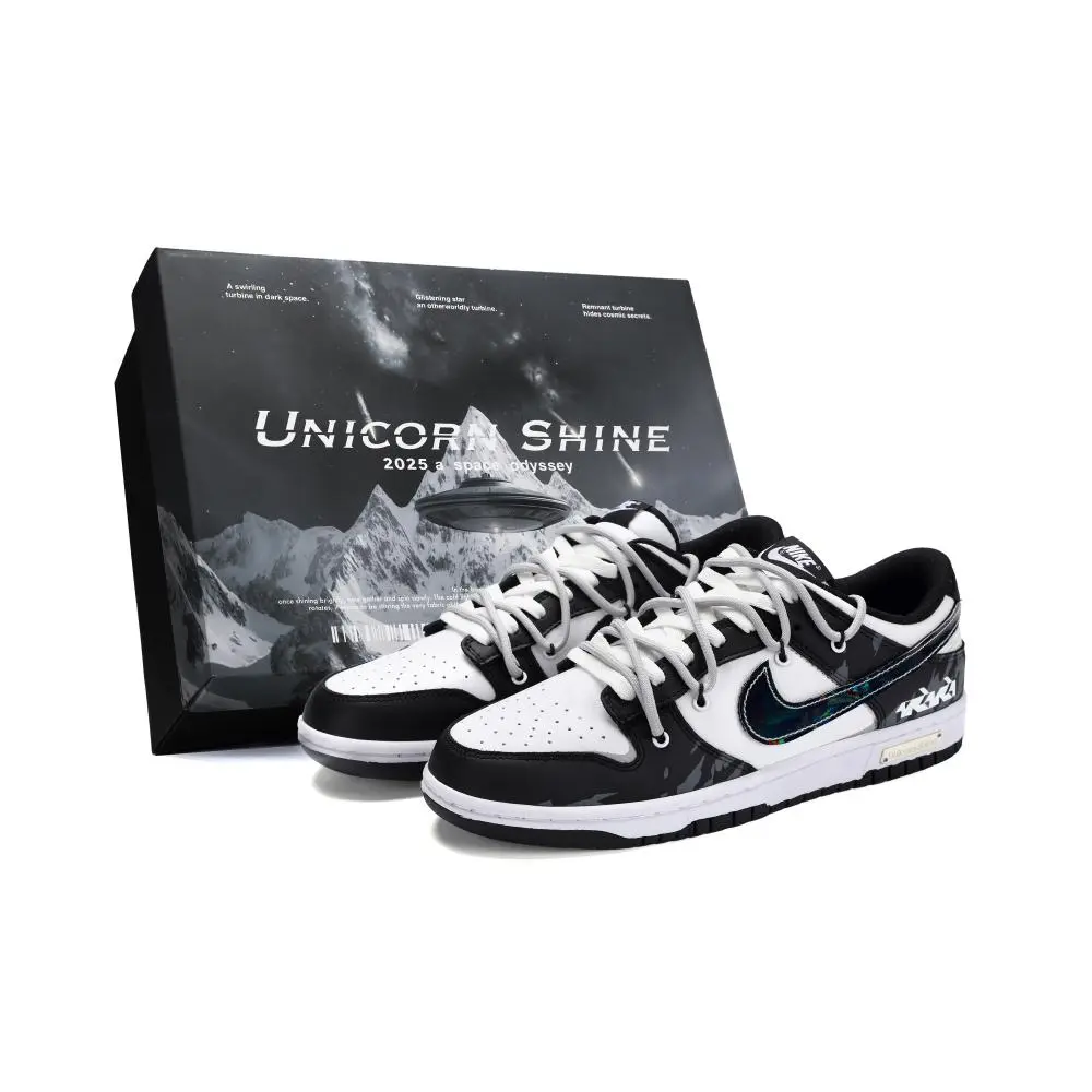 Nike Dunk Realm Of Night Rain Abrasion Resistant Low Top Skateboard Shoes Unisex Black White