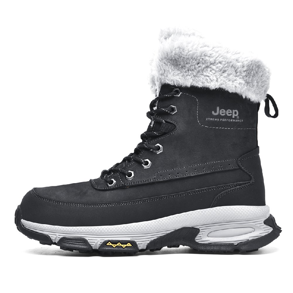 Jeep Warm Wear-Resistant Slip-Resistant Crew Snow Boots Men's Black