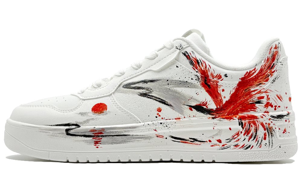 Anta Slip Resistant Shock Absorbers Low Top Skateboard Shoes Unisex White Red